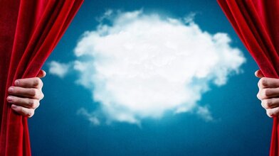 Curtains opening on cloud