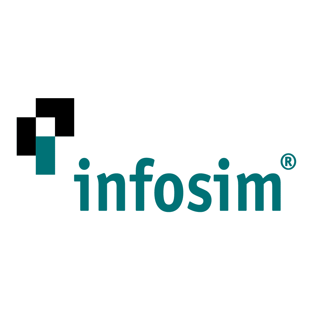 Green and black brand logo for Infosim