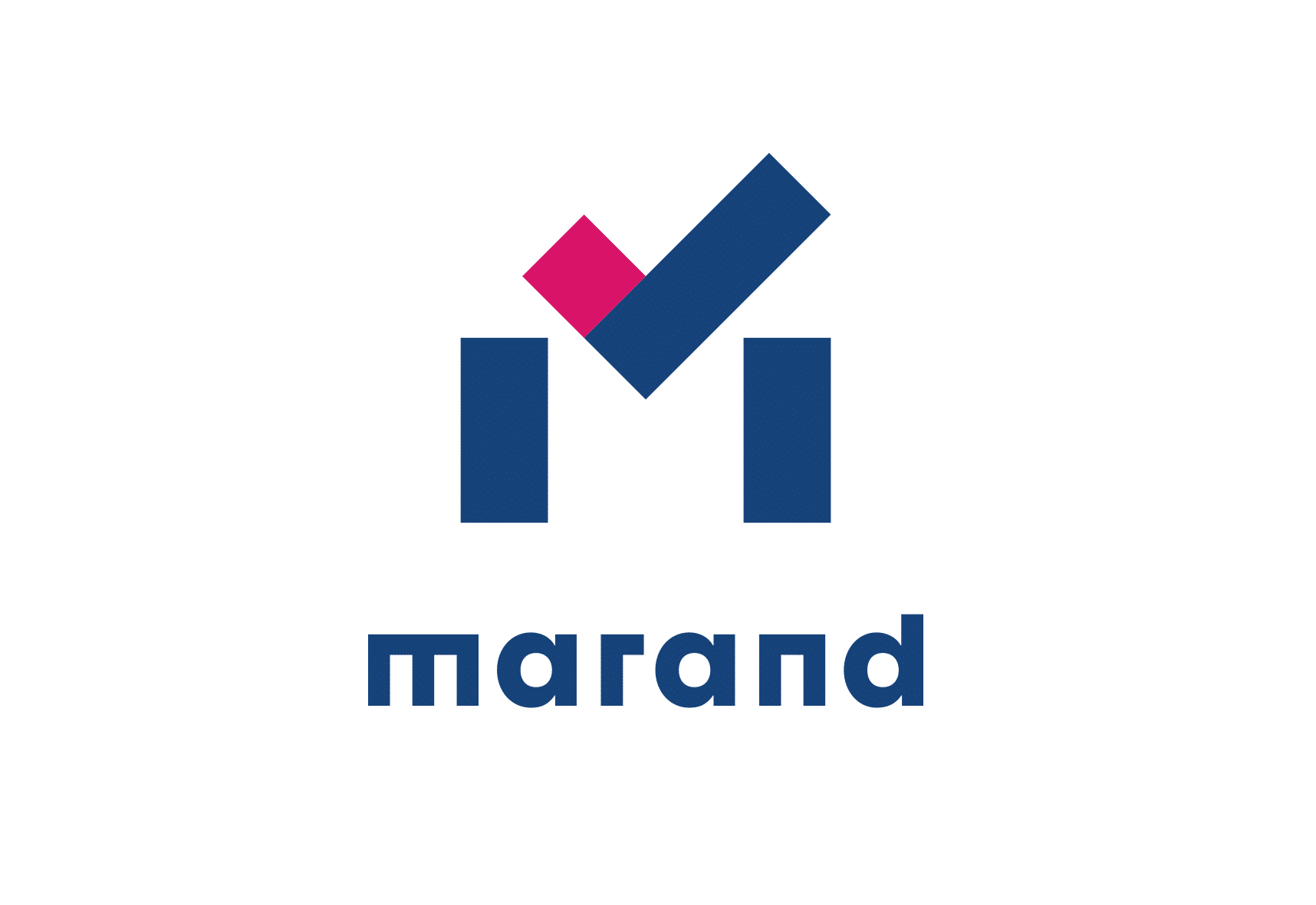 Blue and red brand logo for marand